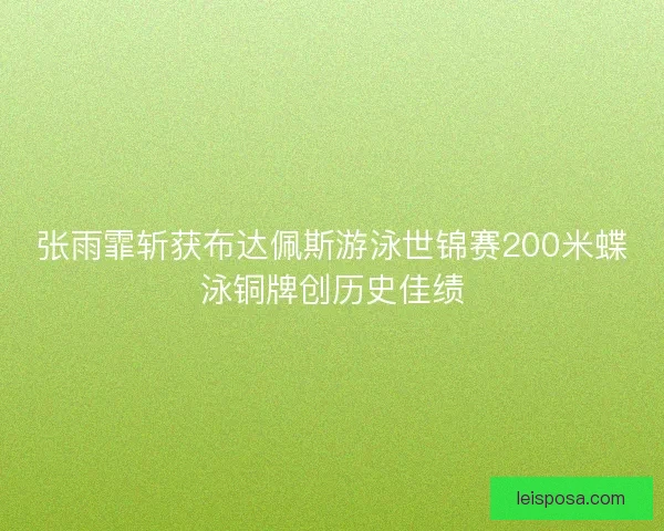 张雨霏斩获布达佩斯游泳世锦赛200米蝶泳铜牌创历史佳绩